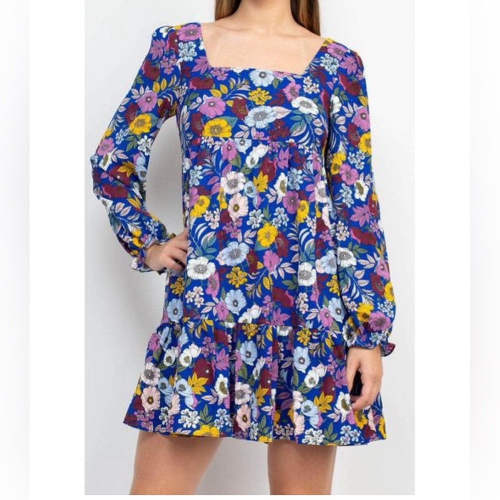 BCBG Floral Long Sleeve swing Dress - Multicolor NWT size-8